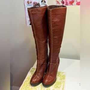 Brown Leather Knee-High Boots